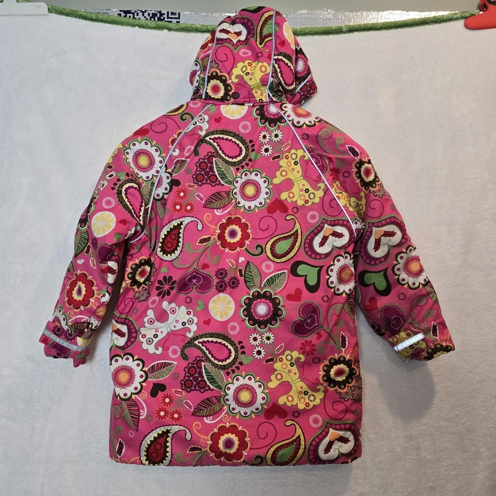 Hanna Andersson Floral Quilted Puffer Winter Jacket w/ features 8 / 130 EUC